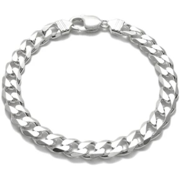 AWESOME STERLING SILVER CUBAN LINK CHAIN BRACELET 9MM (250 GAUGE)